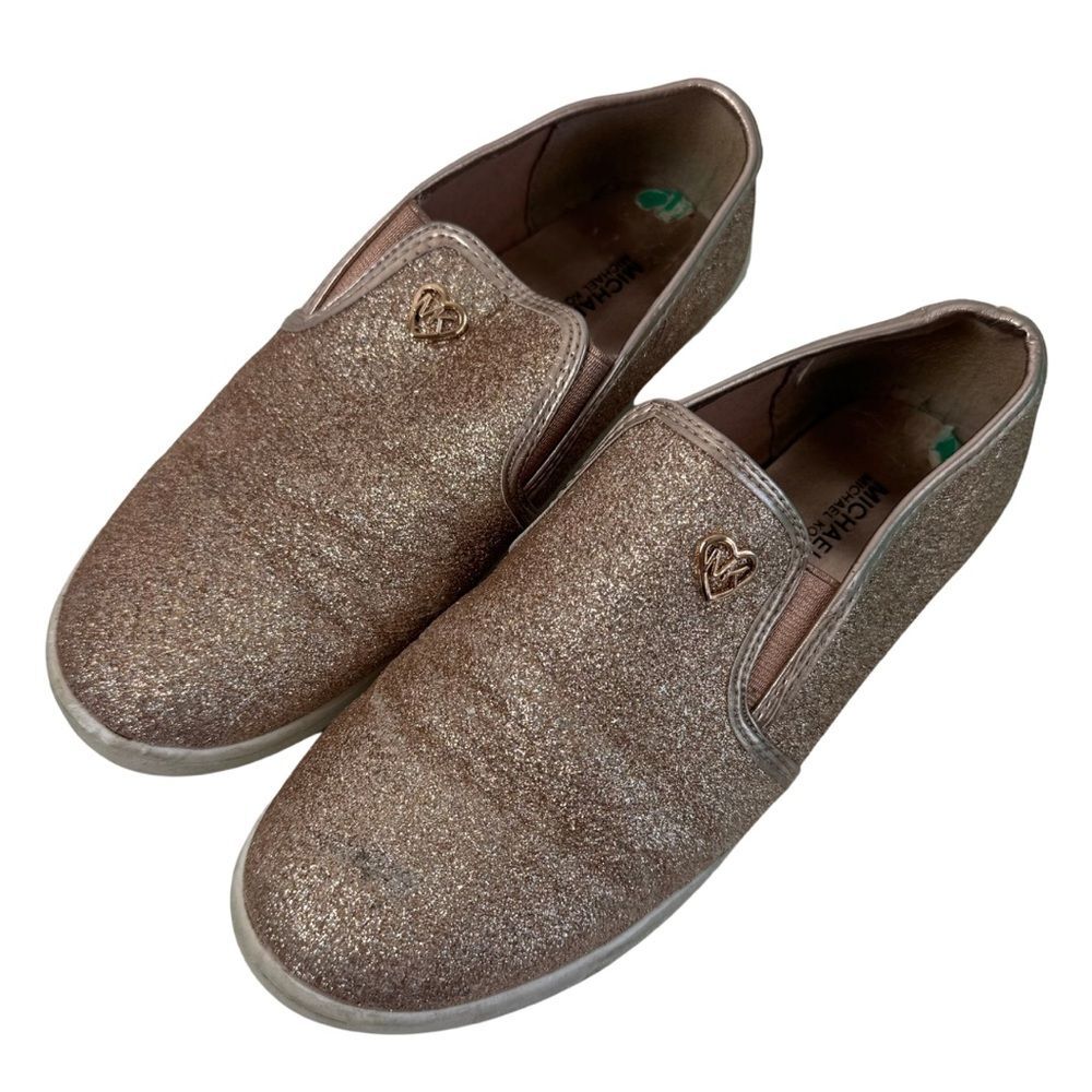 Michael Kors Glitter Slip On Sneakers Rose Gold Girls Size 4
